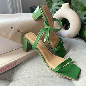 BY FAR Tanya mules, green